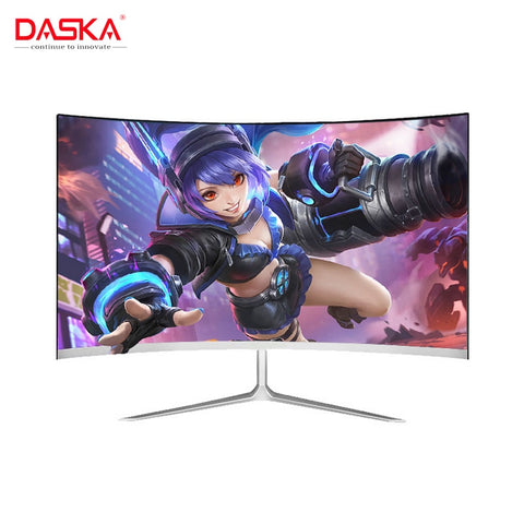 DASKA 23.8 inch Game Competition Curved Widescreen IPS/Led 24" Gaming Monitor 75Hz HDMI/VGA input White/Red Monitor