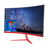 DASKA 23.8 inch Game Competition Curved Widescreen IPS/Led 24" Gaming Monitor 75Hz HDMI/VGA input White/Red Monitor