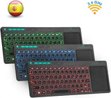 Rii K18 Plus Wireless Multimedia English Russian Spanish Hebrew Keyboard 3-LED Color Backlit with Multi-Touch for TV Box,PC