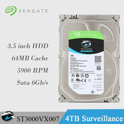 Seagate Internal Hard Disk Drive 4TB Video Surveillance HDD 5900 RPM SATA 6Gb/s 3.5-inch 64MB Cache ST4000VX007 HDD For Security