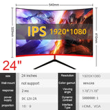 IPS 32 Inch LCD Curved Screen Monitor Gamer 1920×1080p HD Gaming Display Monitor for Desktop HDMI-compatible Monitor PC 24“