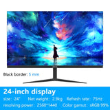 MUCAI 24/27 Inch 2K Monitor 75Hz Desktop PC Lcd QHD Display Gaming Flat Panel Screen Computer LED 2560*1440 HDMI/DP