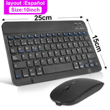 Wireless Keyboard and Mouse Mini Rechargeable bluetooth Keyboard With Mouse Spanish Russian Keyboard For PC Tablet Phone
